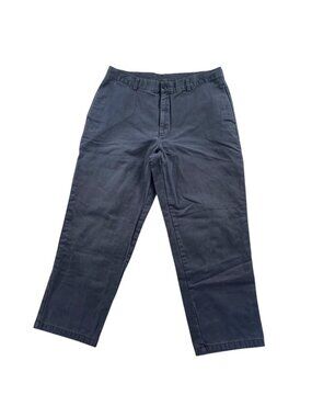 L.L. Bean Fleece-lined Chino Pants 35x29 Natural Fit Navy Blue 100% Cotton Plaid